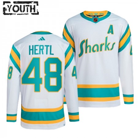 San Jose Sharks Dresy Tomas Hertl 48 2022-23 Bílý Reverse Retro 2.0 Authentic - Dětské San Jose Sharks Dresy Tomas Hertl 48 2022-23 Bílý Reverse Retro 2.0 Authentic - Dětské